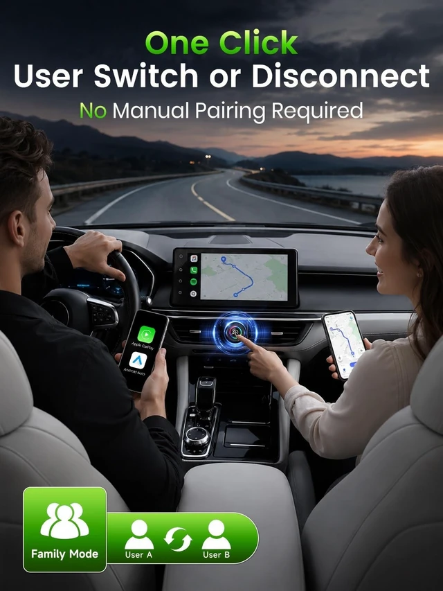 Alt view image 3 of 5 - Wireless CarPlay Adapter for iPhone & Android Auto - Wired to Wireless Gray