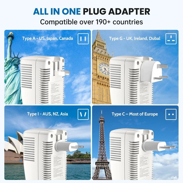 Alt view image 4 of 5 - 2000W Voltage Converter US to Europe for Hair Dryer Straightener Curler
