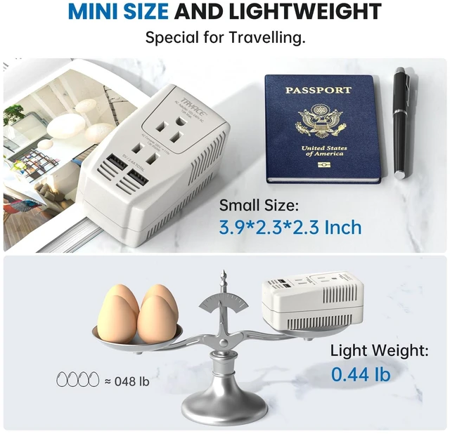 Alt view image 5 of 5 - 2000W Voltage Converter US to Europe for Hair Dryer Straightener Curler