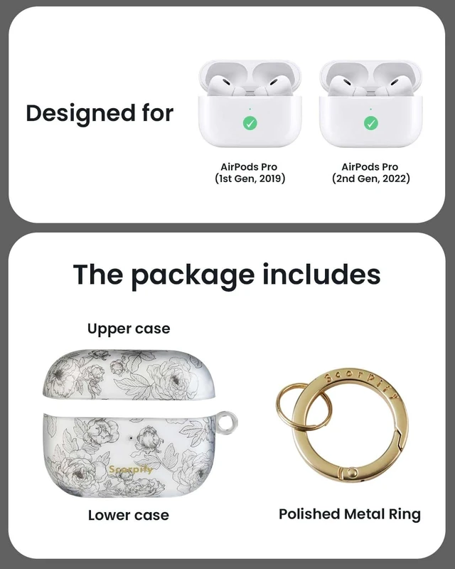 Alt view image 3 of 5 - SCORPIFY for AirPods Pro Case 1 & 2 (1st & 2nd Generation, 2019/2022) with Keychain, Compatible with Apple AirPod Pro 1 & 2, Cute Protective Hard Shell Cover, Earbuds Case for Women - Queen