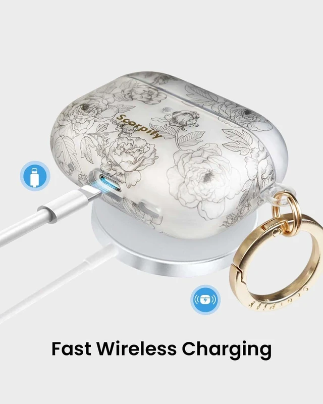 Alt view image 4 of 5 - SCORPIFY for AirPods Pro Case 1 & 2 (1st & 2nd Generation, 2019/2022) with Keychain, Compatible with Apple AirPod Pro 1 & 2, Cute Protective Hard Shell Cover, Earbuds Case for Women - Queen