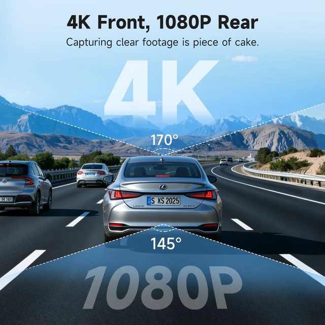 Alt view image 4 of 5 - 4K+1080P Dash Cam Front and Rear for Lexus ES 2019-2026,Integrated OEM Look