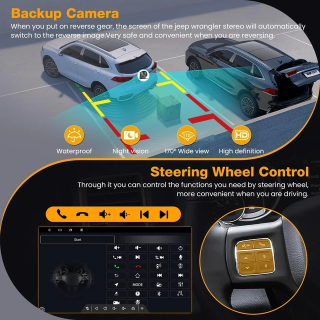Alt view image 5 of 5 - (8Core + Android 15) Car Radio Stereo for Jeep Wrangler JK 2007-2018, for Dodge Ram 2009-2012, 10.2 Inch QLED Touch Screen with Wireless Carplay&Android Auto&Mirrolink,GPS Navigation&FM Radio