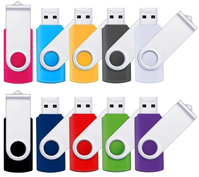 Main image of (10 Pack,Multi-Color) 64GB USB 2.0 Flash Drive Swivel Memory Stick Thumb Drive Pen Drives Jump Drive for Data Storage, File Sharing(64GB)