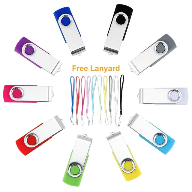 Alt view image 2 of 5 - (10 Pack,Multi-Color) 64GB USB 2.0 Flash Drive Swivel Memory Stick Thumb Drive Pen Drives Jump Drive for Data Storage, File Sharing(64GB)
