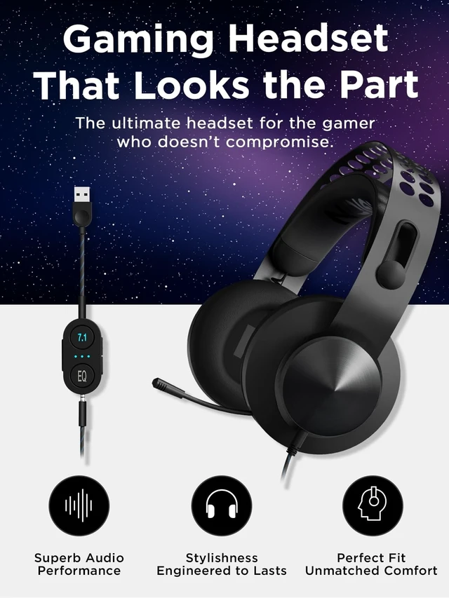 Alt view image 4 of 5 - Lenovo Legion H500 PRO 7.1 Surround Sound Gaming Headset, Noise-Cancelling Mic, Memory Foam & PU Leather Earcups, Stainless Steel Headband, PC, PS4, Xbox One, Nintendo Switch, GXD0T69864, Black