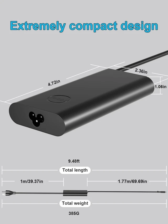 Alt view image 5 of 5 - HSXIRQA 100W USB-C AC Charger Compatible with Dell Pro Max/Rugged/Plus 14 16 Inspiron 14 16 Plus 7420 7430 Precision 3540 3541 5680 5690 5770 XPS 14 13 9440 Latitude 5501 5411 5421 5511 Laptop