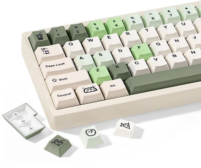 Main image of TICKTYYPE Matcha PBT Custom Cute Green and White Keycaps