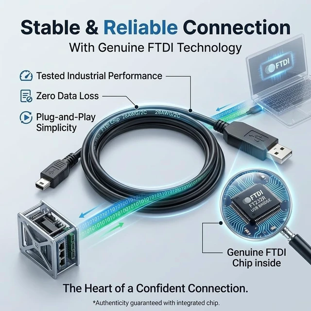 Alt view image 2 of 5 - Pidwaok USB to Mini USB Console Cable FT232RL Chip for Brocade ICX7250 ICX7450 ICX7750 Switch Configuration, RS232 Serial Adapter 1.5M Plug and Play