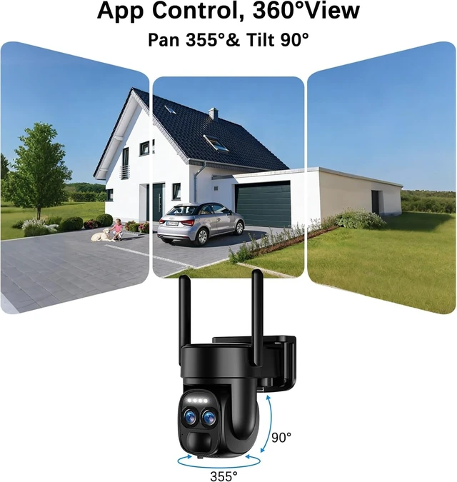 Alt view image 2 of 5 - 4K Dual Lens Security Camera Wireless Outdoor, 2Pack Solar Security Camera