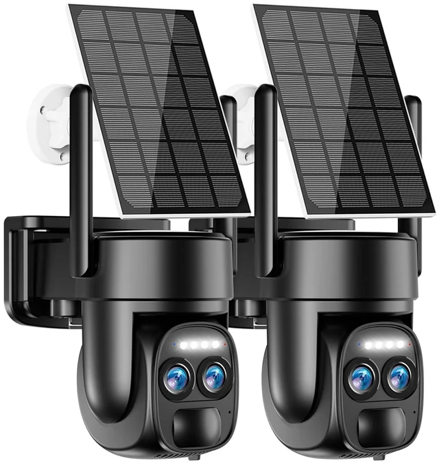 Main image of 4K Dual Lens Security Camera Wireless Outdoor, 2Pack Solar Security Camera