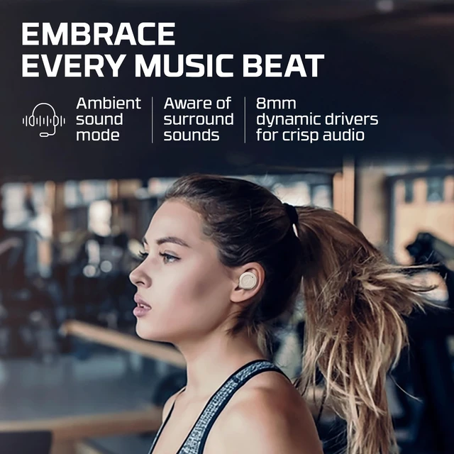 Alt view image 4 of 5 - HyperX Cirro Buds Pro True Wireless Earbuds, Active Noise Cancellation, ANC, Ambient Sound Mode, Low Latency, Bluetooth 5.2, IPX4, Fast Charge, PC, Nintendo Switch, Mobile - Tan