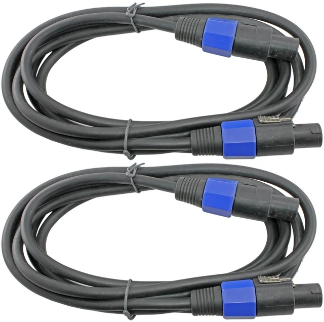 Main image of MCSPROAUDIO 12 Gauge Speaker Cables - 2 Pack (10 Foot Each, Speakon to Speakon)
