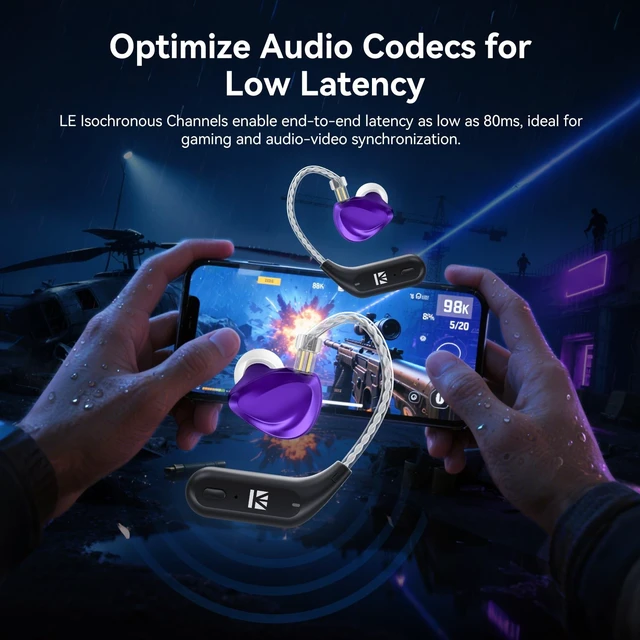 Alt view image 5 of 5 - KBEAR BT15 PRO Bluetooth Headphone Adapter, IEM Wireless Adapter, Upgraded Bluetooth 5.4 Adapter, in Ear Monitors IEM Cable for KZ ZSN PROX/ZS12 PRO/ZS10 PRO/ZAR/ZAS/CCA CRA/KBEAR KS1 (2 Pins,