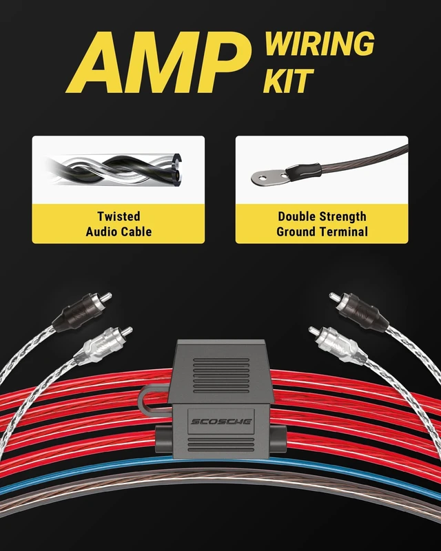 Alt view image 3 of 5 - Scosche KPA12CC 12 Gauge Speaker Wire Kit, Complete Car Audio Wiring Kit for Amplifier Installation with Power & Ground Cables, RCA Audio Cable, Speaker Wire, Fuse Holder & Terminals