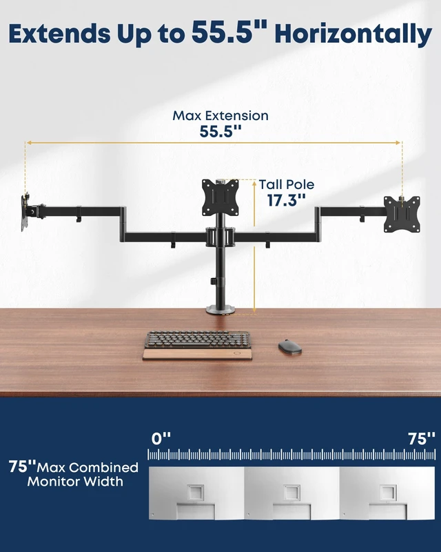 Alt view image 5 of 5 - STANDOPIA Triple Monitor Desk Mount for 13-27 Inch Screens, VESA 75/100