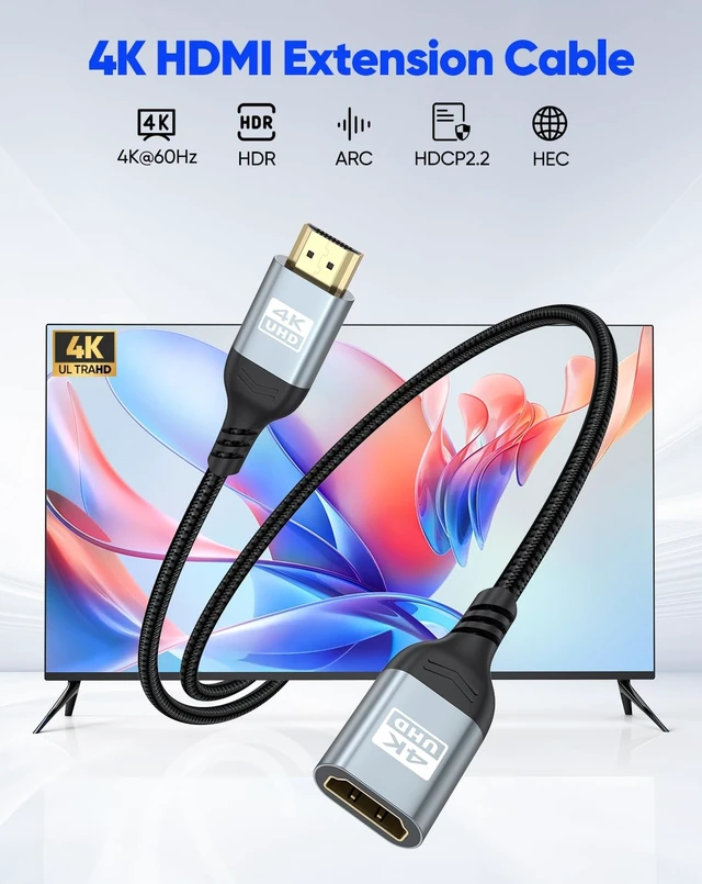Alt view image 2 of 5 - ZeniKon HDMI Extension Cable 30 FT, 4K HDMI Extender Cable