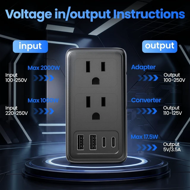 Alt view image 4 of 5 - 2000W Voltage Converter US to Europe