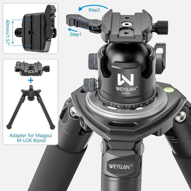 Alt view image 3 of 5 - Low Profile Tripod Ball Head w Lever Release 55mm Camera Ball Head Mount