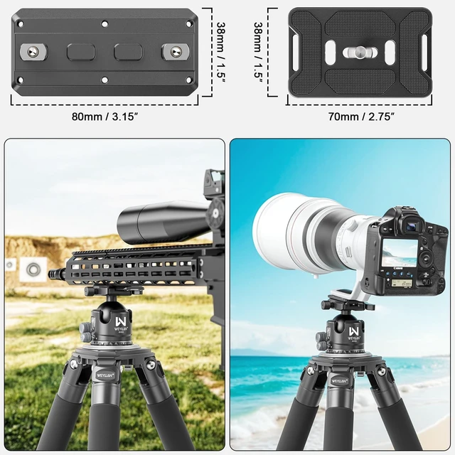 Alt view image 4 of 5 - Low Profile Tripod Ball Head w Lever Release 55mm Camera Ball Head Mount