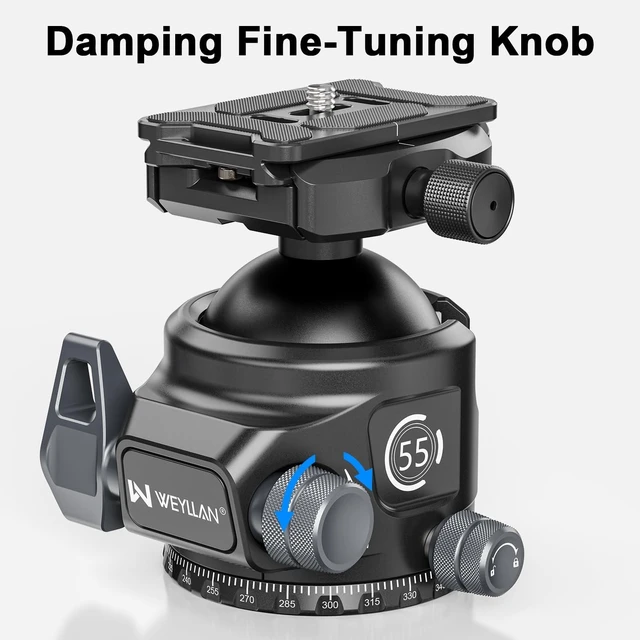 Alt view image 5 of 5 - Low Profile Tripod Ball Head w Lever Release 55mm Camera Ball Head Mount