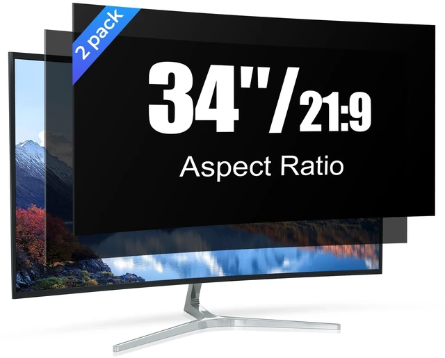 Main image of ZpTsarinal 2 Pack 34 Inch Computer Monitor Privacy Screen, Compatible with Flat and Curved Screens, Removable Anti-Glare Blue Light Eye Protection Screen for 21:9 Widescreen Monitors, 34 Inch