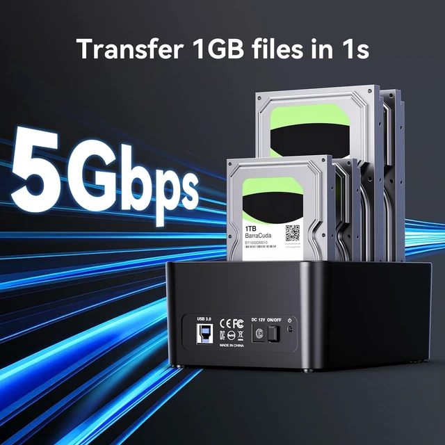Alt view image 4 of 5 - CENMATE 4 Bay Hard Drive Enclosure for 2.5/3.5" SATA HDD/SSD with USB A/C 3.0, Hard Drive Enclosure with 3 USB-A Ports Support Hot Swappable, Tool-Free HDD Enclosure