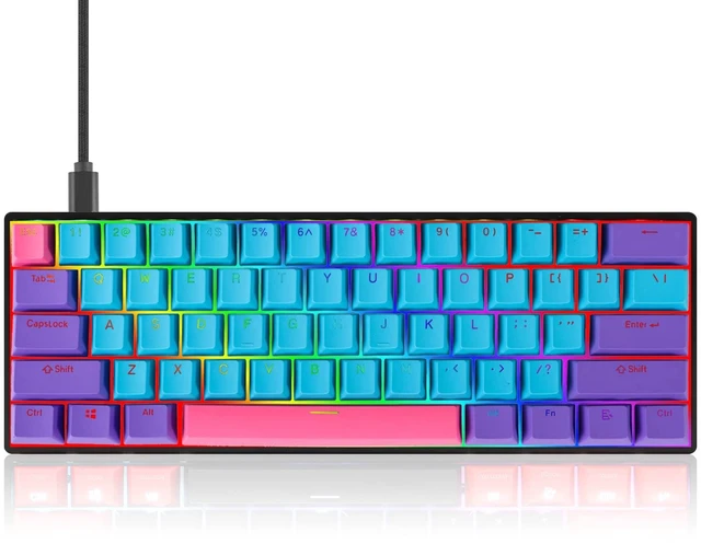Main image of Ussixchare Wired Gaming Keyboard, 60% RGB Backlit Mechanical Keyboard, with PBT Keycaps NKRO Type-C Cable Hot Swappable for PC Laptop Gamer(Yellow Switch Joker)