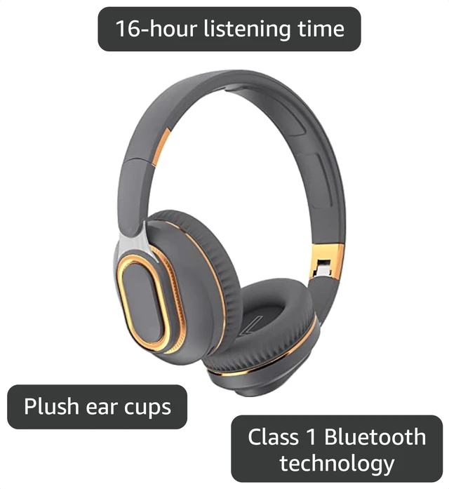 Alt view image 3 of 5 - KUUCAT H7 Foldable Bluetooth Over-the-Ear Wireless Headphones, Gray