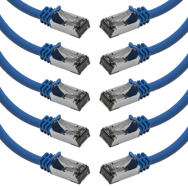 Main image of Beszin [50 Micron Gold Plated 3Ft Cat.8 S/FTP Shielded Ethernet Network Cable Blue 26AWG- 10 Pack