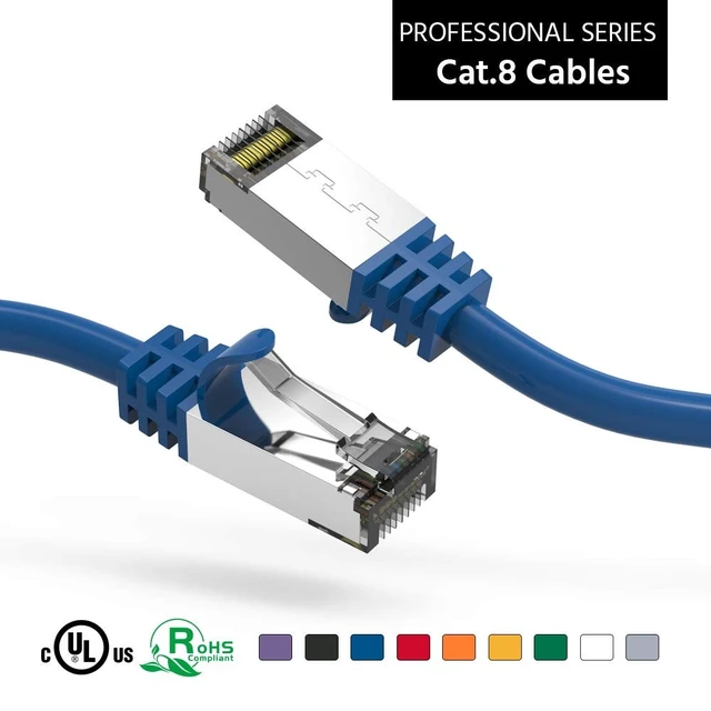 Alt view image 2 of 5 - Beszin [50 Micron Gold Plated 3Ft Cat.8 S/FTP Shielded Ethernet Network Cable Blue 26AWG- 10 Pack