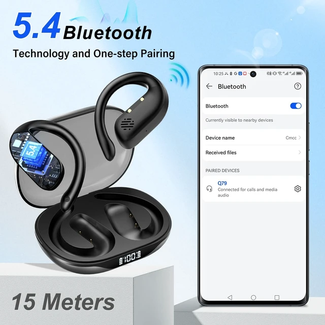Alt view image 5 of 5 - Open Ear Earbuds, Spatial Audio Wireless Earbuds with Smart Digital Display