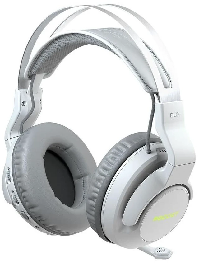Main image of ROCCAT Elo 7.1 Air PC Wireless Gaming Headset, Surround Sound Headphones with Detachable Noise Cancelling Microphone, 50mm Drivers, 24 Hr Battery Life, RGB Lighting, White