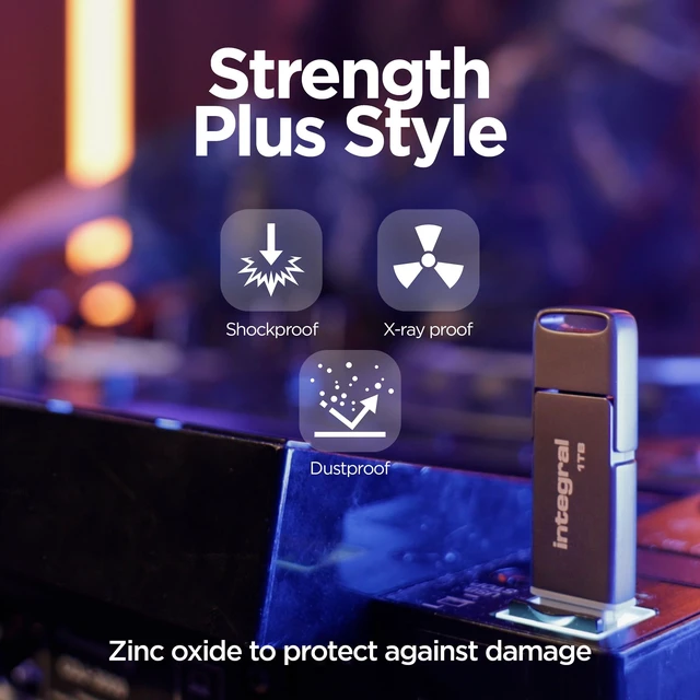 Alt view image 5 of 5 - Integral USSD 256GB SlimXpress Dual USB 3.2 Gen 2x1 Flash Drive, Dual Type-C & Type-A Ports, Portable SSD, Read up to 550 MB/s & Write up to 500 MB/s. Slim, Durable Metal Design for On-the-Go Storage
