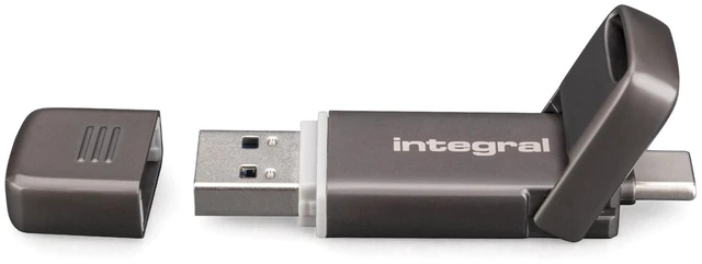 Main image of Integral USSD 256GB SlimXpress Dual USB 3.2 Gen 2x1 Flash Drive, Dual Type-C & Type-A Ports, Portable SSD, Read up to 550 MB/s & Write up to 500 MB/s. Slim, Durable Metal Design for On-the-Go Storage