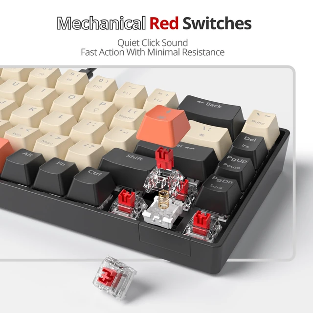 Alt view image 3 of 5 - Owpkeenthy 60% Wired Mechanical Keyboard