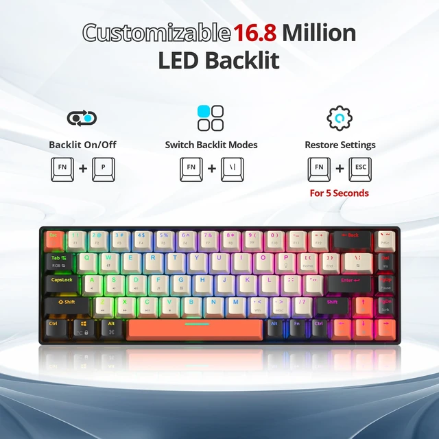 Alt view image 4 of 5 - Owpkeenthy 60% Wired Mechanical Keyboard