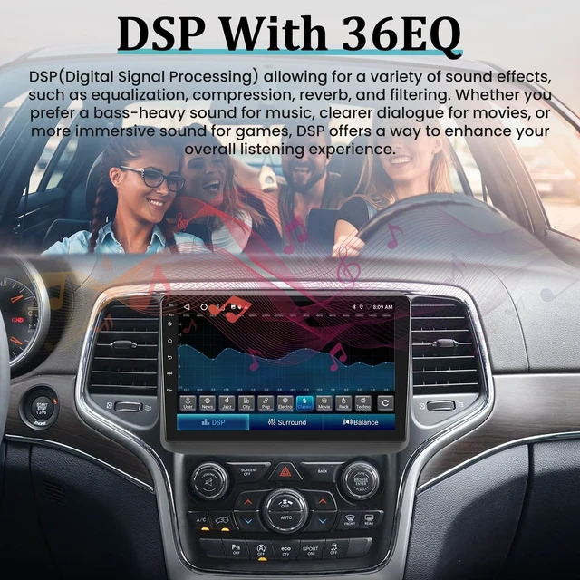 Alt view image 4 of 5 - Android Car Stereo for Jeep Grand Cherokee 2014 2015 2016 2017 with DSP, 9 Inch HD Touchscreen Radio Wireless Apple Carplay & Android Auto GPS WiFi SWC + AHD Backup Camera 2+32G