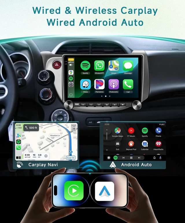 Alt view image 5 of 5 - 4 Core 4G+64G Car Stereo Radio for Honda Fit 2008-2013 with DSP Wireless Carplay Android Auto Knob Keybutton, 10" 1280P IPS Touch Screen Car Radio Bluetooth 5.0 GPS 5G WiFi FM/RDS SWC Backup Ca