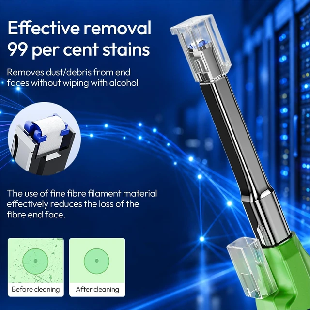 Alt view image 3 of 5 - 3PC Fiber Optic Cleaning Pen for 8/12/24 Core MPO/MTP Connector (Green)