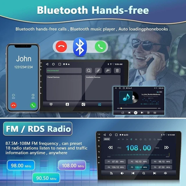 Alt view image 5 of 5 - Single Din Car Stereo Radio for 1992-1997 Ford F150 F250 F350 Touchscreen