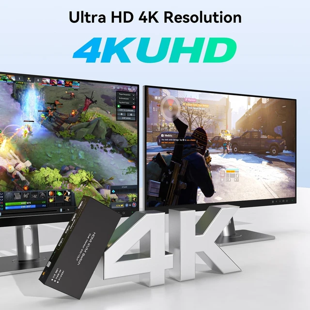 Alt view image 5 of 5 - HDMI KVM Switch 2 Monitors 2 Computers 4K@30Hz for 2 Computers Share Dual Monitors and Keyboard Mouse Printer U Disk Support Extended/Copy Mode with 2 USB Cables and Controller