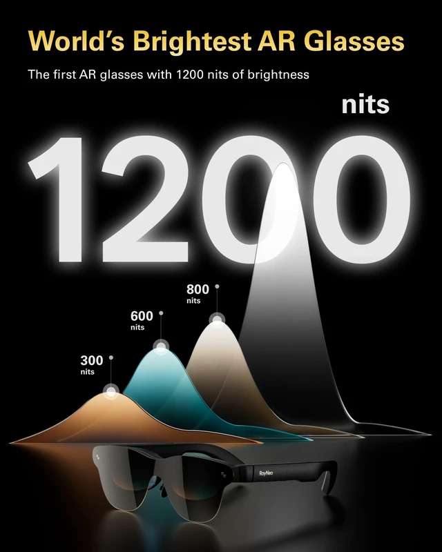 Alt view image 2 of 5 - RayNeo Air 3s Pro AR/XR Glasses 201" 1200 Nits 120Hz HueView 2.0 Display