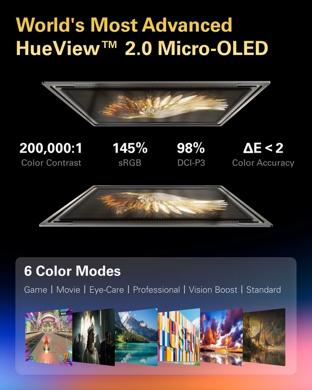 Alt view image 3 of 5 - RayNeo Air 3s Pro AR/XR Glasses 201" 1200 Nits 120Hz HueView 2.0 Display