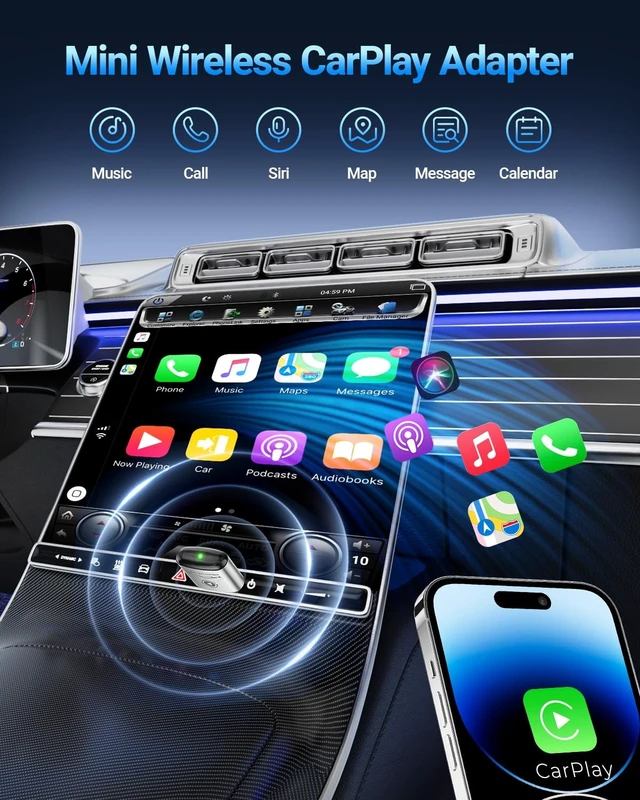 Alt view image 2 of 5 - Wireless CarPlay Adapter for iPhone Mini Design(White)