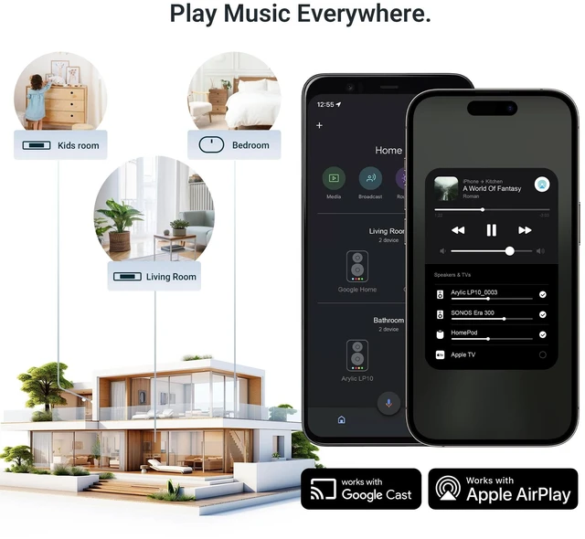 Alt view image 4 of 4 - Arylic LP10 Wireless Music Streamer, Supports AirPlay 2, Apple Home and Spotify & Tidal Connect Multiple Streaming Options,Works with Chromecast, WiFi & Bluetooth Preamplifier
