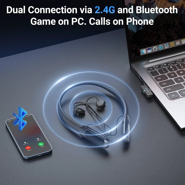 Alt view image 4 of 5 - Middle Rabbit Rampage 2 Wireless Gaming Earbuds for PS5 PC, 2.4GHz Dongle