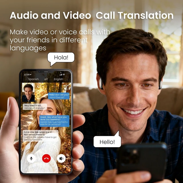 Alt view image 4 of 5 - AI Translation Earbuds Real Time144 Language & Accents Translator OWS EarbudsTranslation Device for Travel Business LearningAudifonos Traductores Ingles Espanol (Black)