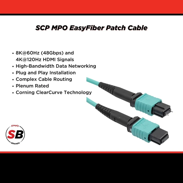Alt view image 2 of 5 - Simply45 SCP Male to Female EasyFiber Patch Cable, 6ft/1.8m, Aqua