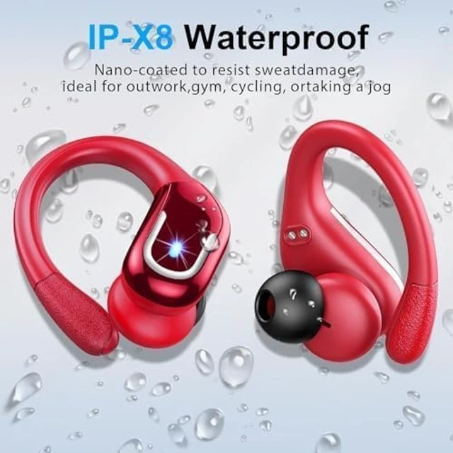 Alt view image 3 of 5 - Ordtop Sport Wireless Earbuds with Earhooks, 70H Playtime, IPX8 Waterproof
